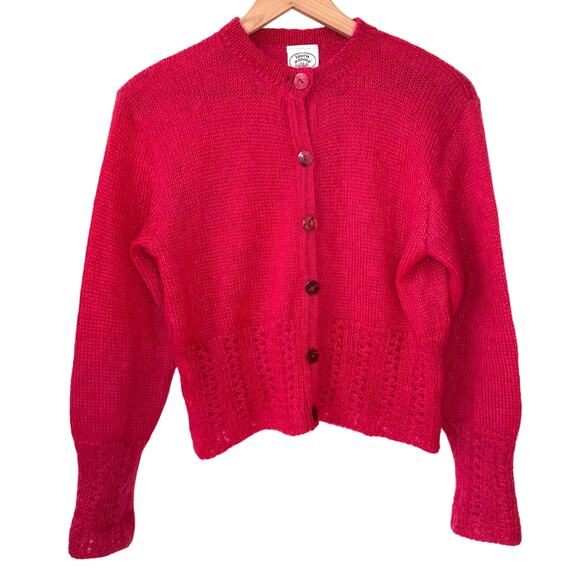 Vtg LAURA ASHLEY Cardigan Women's M Mohair Lace Coquette Cottagecore Fairycore - Picture 1 of 11